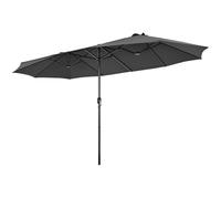 COSTWAY Parasol Double Jumeau de Jardin Extérieur 470 x 280 cm XXL avec Manivelle, 12 Côtes, Cadre Métal, Toile Polyester pour Terrasse, Jardin, Piscine (Gris Foncé)