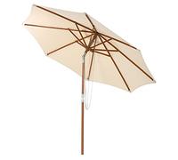 COSTWAY Parasol Extérieur Inclinable Ø2,7m Toile Polyester Imperméable avec Cordon de Serrage 8 Baleines Ventilation pour Jardin Cour Café Beige