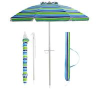 COSTWAY Parasol Inclinable Pliable de Plage Ø198 CM Protection UV 50+ avec Bouton Poussoir Sac Transport pour Patio Piscine Vert