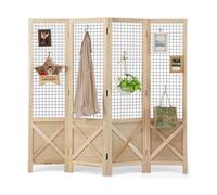 COSTWAY Paravent 4 Panneaux Pliable 151 x 144 cm en Bois de Paulownia Utilisation à l'intérieur et à l'extérieur Nature