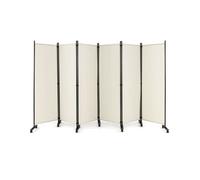 COSTWAY Paravent à Roulette - 6 Panneaux Pliable Détachables 334,5 x 172 cm (L x H) Cloison de Séparation, Beige