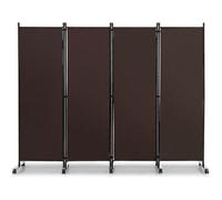 COSTWAY Paravent à Roulettes 4 Panneaux Pliable, Cloison de Séparation Pièce sur Pied Protéger Privée, 225 x 173 CM Brun