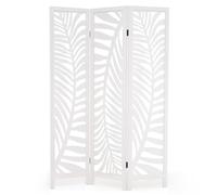 COSTWAY Paravent Interieur 3 Panneaux 121 x 170 cm, Cloison de Separation Interieur Pliable, Cadre en Bois de Paulownia, Motifs Feuillages Ajourés, Separateur de Pieces pour Salon Chambre Bureau