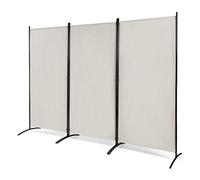 COSTWAY Paravent Interieur Exterieur 3 Panneaux 260 x 183 cm, Cloison de Separation Interieur Pliable, Double Charnières en Acier, Tissu Polyester, Separateur de Pieces pour Salon Bureau Balcon(Beige)