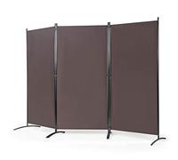 COSTWAY Paravent Interieur Exterieur 3 Panneaux 260 x 183 cm, Cloison de Separation Interieur Pliable, Double Charnières en Acier, Tissu Polyester, Separateur de Pieces pour Salon Bureau Balcon(Café)