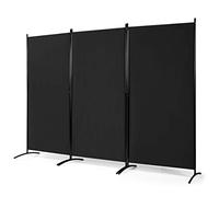 COSTWAY Paravent Interieur Exterieur 3 Panneaux 260 x 183 cm, Cloison de Separation Interieur Pliable, Double Charnières en Acier, Tissu Polyester, Separateur de Pieces pour Salon Bureau Balcon(Noir)