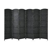 COSTWAY Paravent Interieur Exterieur Pliable à 6 Panneaux, Cloison de Separation Interieur 273 x 180, cm, Cadre en Bois de Peuplier, Separateur de Pieces pour Salon Bureau Balcon (273 x 180 cm,Noir)