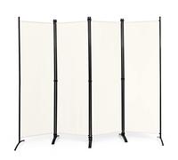COSTWAY Paravent Intérieur Pliable,Cloison de Séparation avec Charnières Résistantes en Acier, Ecran d’Intimité pour Maison, Bureau, Salle de Bain (220 x 173cm, Blanc)