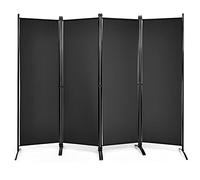 COSTWAY Paravent Intérieur Pliable,Cloison de Séparation avec Charnières Résistantes en Acier, Ecran d’Intimité pour Maison, Bureau, Salle de Bain (220 x 173cm, Noir)