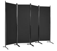 COSTWAY Paravent sur Pied 4 Panneaux Pliable 220x173 CM, Cloison de Séparation Protéger Privée , Noir
