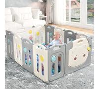 COSTWAY Parc Bébé Pliable en Plastique 12 Éléments sans BPA avec Tableau d’Activité et Porte Barrière Sécurité Enfant Panneau 64CM