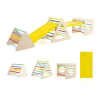 COSTWAY Parc d'escalade intérieur pour enfants 5 en 1, triangle et cube d'escalade Montessori avec planche de glisse, ensemble de jouets d'escalade en bois avec une capacité de charge de 60 Kg par piè