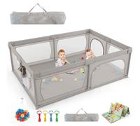 COSTWAY Parc pour Bébé avec 50 Balles Océaniques, Clôture pour Tout-Petits avec Base Antidérapante, Centre d'Activités avec Porte à Fermeture Eclair, 206 × 147 × 68,5 cm