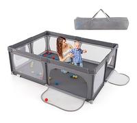 COSTWAY Parc pour Bébé avec 50 Balles Océaniques, Clôture pour Tout-Petits avec Base Antidérapante, Centre d'Activités avec Porte à Fermeture Eclair, 206×147×68,5CM