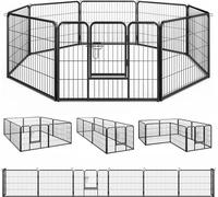 COSTWAY Parc pour chiots hauteur 60cm, 8 pièces parc pour chiots pliable avec porte verrouillable, parc pour chiens chats lapins métal noir