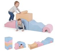 COSTWAY Parcours Motricité Bébé en Mousse avec Housse Amovible et Lavable | Tissu en Suédé, Module Motricité Bébé, Jouets Éducatifs Intérieur pour Enfants d'Âge Préscolaire