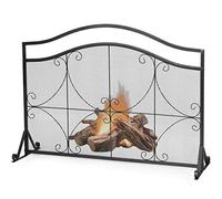 COSTWAY Pare-étincelles Cheminée Métal Barrière Sécurité Pare-feu Protection Grille, Pare Feu Cheminée Unique en Fer Anti-Étincelles Autoportante, 112x33x83CM (Modèle 1)