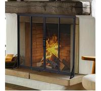 COSTWAY Pare Feu pour Cheminée - Portes Coulissantes 96 x 33 x 79 CM -Panneau en Métal en Maille de Protection pour Enfant, Animal