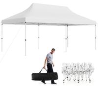 COSTWAY Pavillon 3x6m avec sac de transport, tente de réception pliante réglable en hauteur, hydrofuge, protection UV 50+