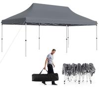 COSTWAY Pavillon 3x6m avec sac de transport, tente de réception pliante réglable en hauteur, hydrofuge, protection UV 50+