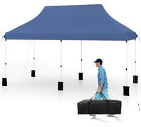 COSTWAY Pavillon 3x6m, tente de réception pliante hydrofuge, stable, protection UV 50+, réglable en hauteur, pavillon de jardin avec sac de transport bleu
