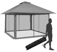 COSTWAY Pavillon 4x4m, Pavillon de jardin avec parois latérales en filet, protection UV 50+, Pop-Up Pavillon pliable réglable en hauteur, sac de transport à roulettes inclus, pour jardin, terrasse, ar
