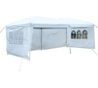 COSTWAY Pavillon de jardin Tente de réception Tente à bière Pavillon de jardin Tente de mariage Tente de fête 3 x 6 m Blanc