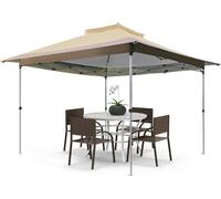 COSTWAY Pavillon pliable 3,6x3,6m avec double toit et sac de transport, étanche, protection UV 50+, pavillon de jardin sur roulettes