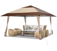 COSTWAY Pavillon pliable 4x4m, Pop Up Pavillon avec roulettes, imperméable, protection UV
