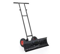 COSTWAY Pelle à Neige Métallique sur Roues pour Allée et Trottoir, Chasse-Neige avec Lame Réglable Manche Ajustable en Hauteur et Angle, Outil de Déneigement pour Jardin Terrasse