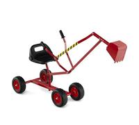 COSTWAY Pelle à Sable Excavateur Enfant avec Siège Rotatif & Bras Flexible, Pelleteuse Excavatrice Manuelle avec Cadre Métal (Base avec roulettes,Rouge)