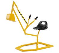 COSTWAY Pelle à Sable Excavateur Enfant avec Siège Rotatif & Bras Flexible, Pelleteuse Excavatrice Manuelle avec Cadre Métal (Base Hexagonale,Jaune)
