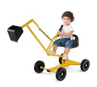 COSTWAY Pelle à Sable Excavateur Enfant avec Siège Rotatif & Bras Flexible, Pelleteuse Excavatrice Manuelle avec Cadre Métal (Base avec roulettes,Jaune-2)