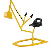 COSTWAY Pelle à siège pivotant à 360°, 112x40x64cm Pelle géante en métal avec pelle&commandes bimanuelles, Pelle à siège pour bac à sable Pelle à sable pour enfants 3+Jaune