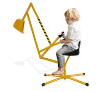 COSTWAY Pelleteuse Enfant avec Siège Pivotant à 360°& Pelle, Tractopelle pour Bac à Sable avec Cadre Métal & Base Croisée, Jouet Pelleteuse Excavatrice Manuelle pour Sable Terre Neige, 3 Ans+