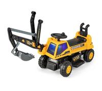 COSTWAY Pelleteuse pour Enfants avec Pelle Rotative et Réglable, Lumières LED, Musique et Klaxon, Espace de Rangement Caché, Jaune