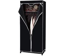COSTWAY Penderie Tissu Garde Robe Zippée avec Étagères 74x50x172cm,Penderie Fermée Armoire de Rangement avec Cadre en Métal (Noir)