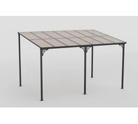 COSTWAY Pergola de Patio Mural 305 X 400 CM avec Toit Incliné en Polycarbonate, Abri Extérieure Métallique Pavillon Moderne Pare-Soleil, Tonnelle pour Jardin Patio Terrasse Porche, Noir