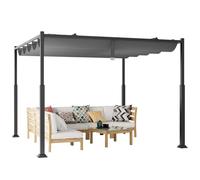 COSTWAY Pergola d'Extérieur 310 x 310 CM avec Auvent Rétractable, Abri Colonnes Métalliques Robustes Pavillon Moderne Pare-Soleil, Tonnelle pour Jardin Patio Terrasse Porche, Gris