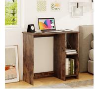 COSTWAY Petit Bureau d'Ordinateur de 40 x 80 x74 cm avec 2 Compartiments Moderne pour Petit Espace Marron