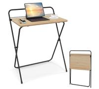 COSTWAY Petit Bureau Pliable 60 x 40 cm, Bureau d'Ordinateur Pliable, Support pour Tablette ou Livres, Table pour Petits Espaces, Aucun Assemblage Requis, Naturel