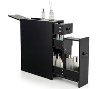 COSTWAY Petit Meuble WC avec 2 Tiroirs, Petit Meuble Salle de Bain en MDF, Compartiment Caché pour Papier Toilette, Petite Armoire de Rangement pour Salle de Bains, 16 x 48 x 58 CM(Noir)