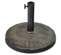 COSTWAY Pied de Parasol 12 KG, Base de Parasol en Résine, Support de Parasol avec Motif en Rotin, Étanche et et Protection Solaire, Bouton Réglable, Adapté aux Parasols de 38/48 mm