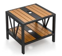 COSTWAY Pied de Parasol Table Base 2 en 1, Table d'Appoint Exterieur avec Trou 4 cm, Tables Basses de Jardin Métallique à 2 Niveaux, Étagère de Rangement, pour Balcon Jardin (52 x 46 x 45 cm)