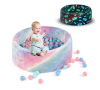COSTWAY Piscine à Balles Phosphorescente en Mousse Enfant 86x30cm avec 200 Balles Océaniques, Fosses à Balles Ronde Bébé avec Motif Licorne & Tissu en Flanelle, Rose