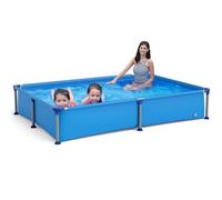 COSTWAY Piscine Hors Sol 2,28 M x 1,59 M x 42 CM, Piscine Tubulaire Rectangulaire pour 2 Enfants 3 Ans+, Capacité 1287 L, Cadre Métallique, Parois en PVC, Montage Facile, pour Cour Jardin Interieur