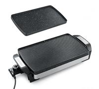 COSTWAY Plancha Électrique 1500W à Double Face | Plancha Gril Électrique avec Plaque Réversible Antiadhésive, Thermostat Intégré&Protection Surchauffe, Pique Niques&Camping