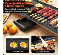 COSTWAY Plancha Electrique Antiadhésive 10 Personnes-1800W, Thermal Rapide-Collecteur d¿Huile-Conduction