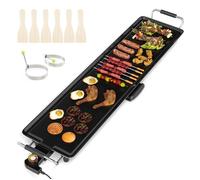 COSTWAY Plancha Electrique Antiadhésive 10 Personnes-1800W-Thermostat Adjustable-Tiroir Collecteur d¿Huile-Conduction Thermal Rapide