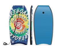 COSTWAY Planche de Bodyboard 37" en XPE et HDPE avec Queue en Croissant, Planche de Surf avec Double Canal et Longe pour Poignet, Idéal pour Enfants Adolescents Adultes, Charge 72,5 KG, Tourbillon